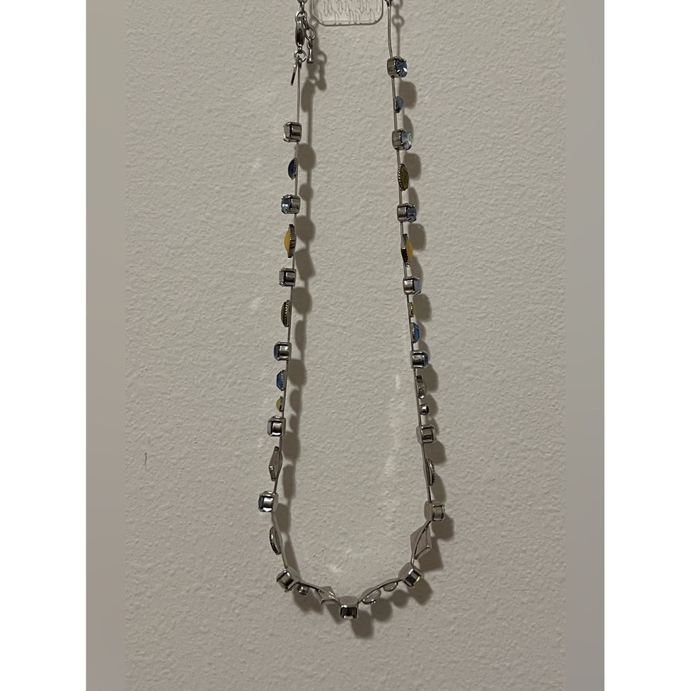 Lia Sophia Cache Silver Necklace and matching brac with Blue and Yellow Accents - Picture 2 of 8
